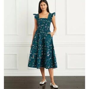 Hill House Home The Ellie Nap Dress Moody Floral Green Size Small NWOT